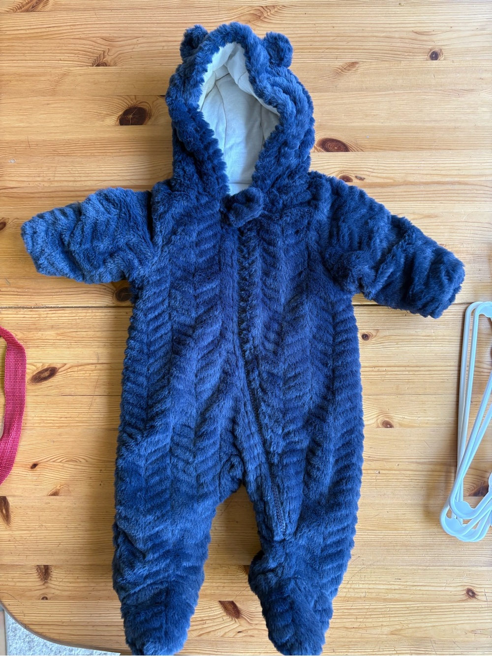wonder nation Navy Blue Plush fuzzy bear suit with Hood